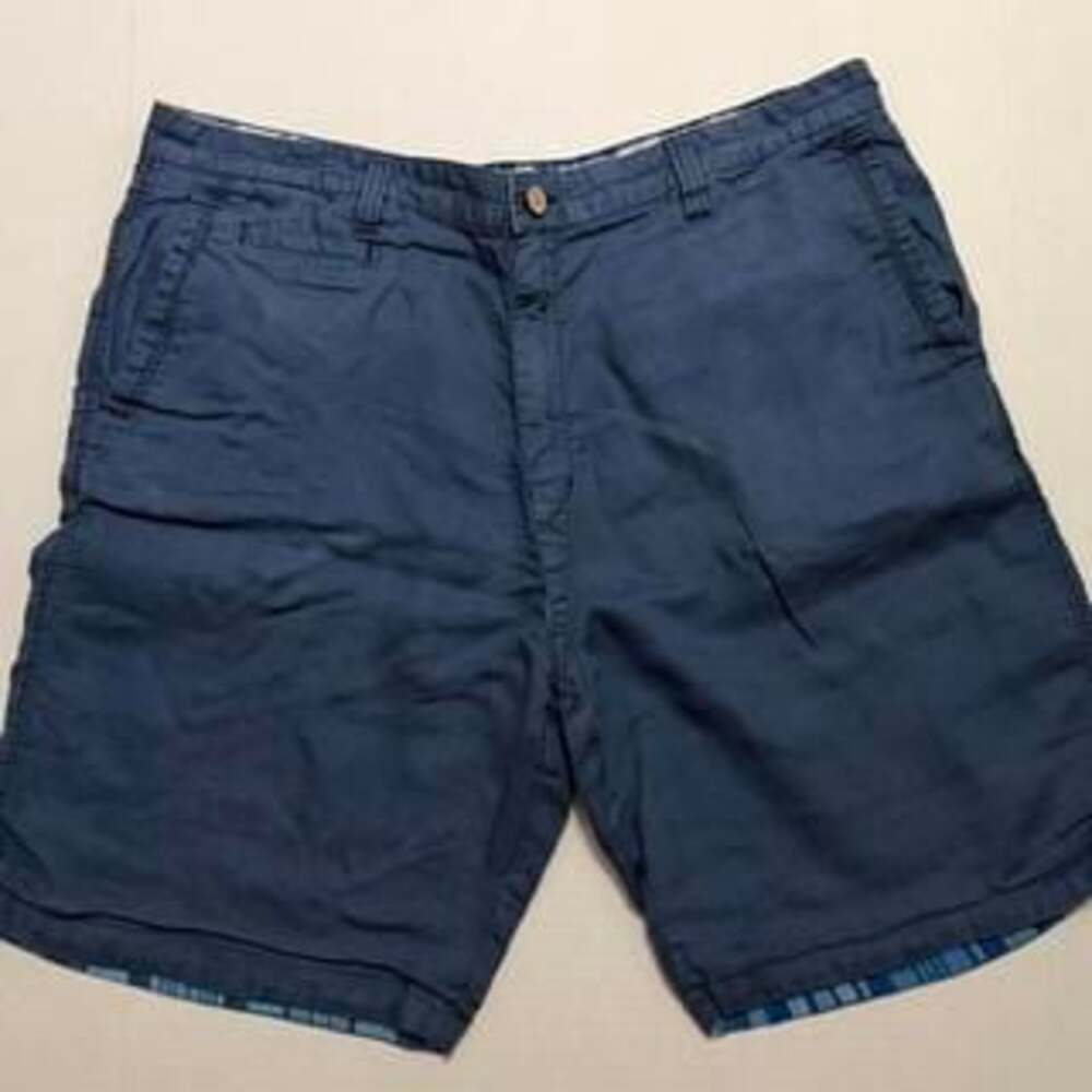 Tommy Bahama Reversible Chino Shorts - Navy Blue & Plaid - Men's Size L